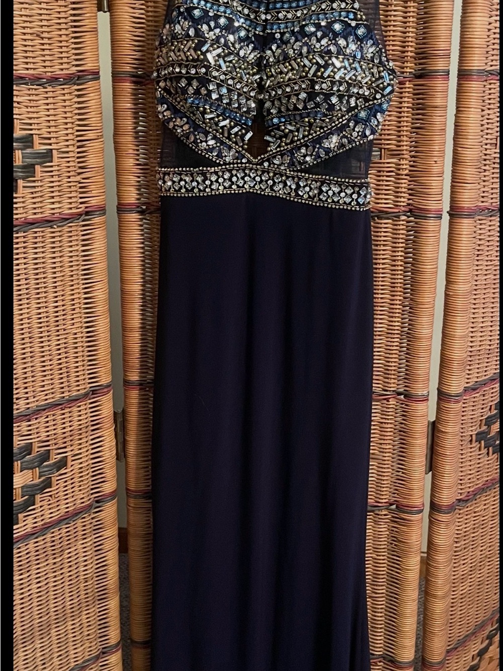 Embellished Black Evening Gown - Elegant Beaded Detail